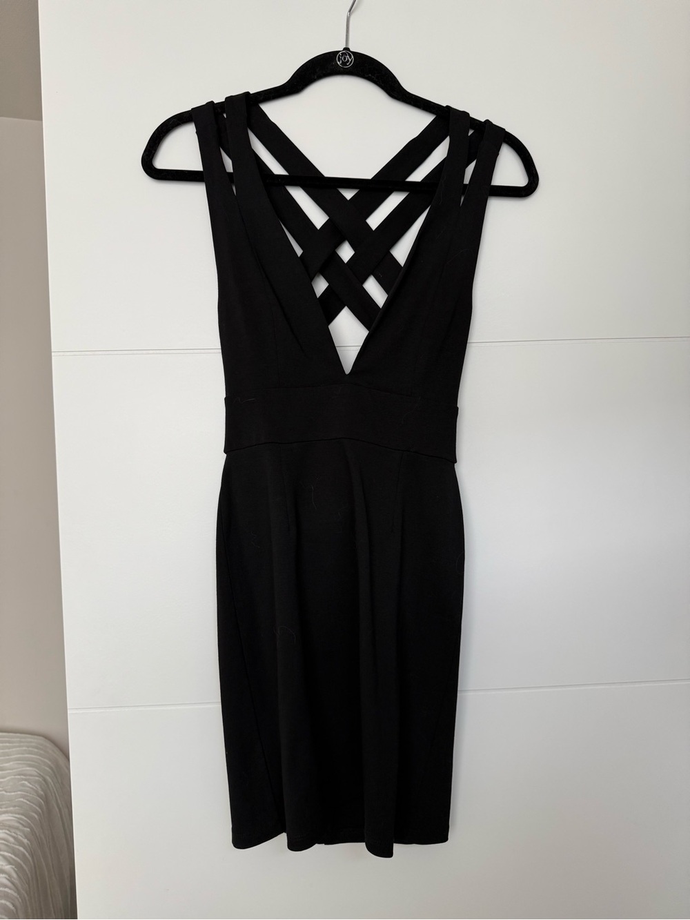 NBD Black Crisscross Back V-Neck Dress